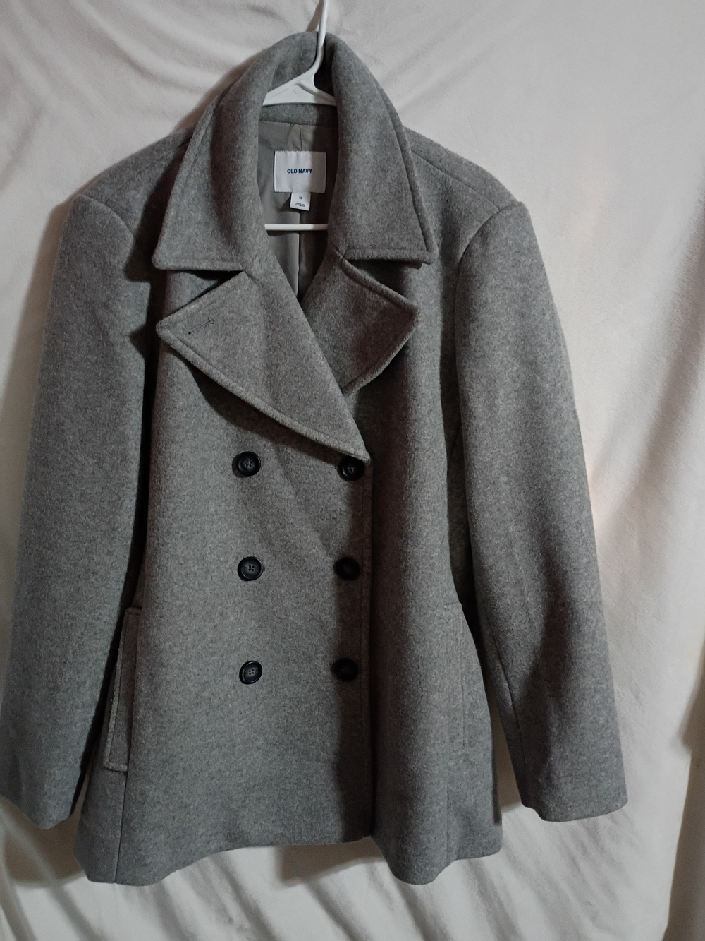 Old Navy Women’s Gray Double-Breasted Wool-Blend Peacoat